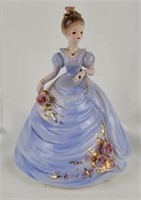 Josef Originals Ceramic Figurine Blue Dress & Rose
