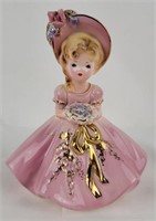 Josef Originals Ceramic Figurine Pink Dress & Flow