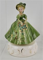 Josef Originals Ceramic Figurine Green Dress Music