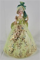 Josef Originals Ceramic Figurine Green Dress Flowe