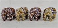 4 Mosaic Glass Tile Elephant Figurines