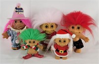 5 Early 90'S Norfin Troll Dolls By Russ
