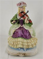 Waco Ceramic Musicbox Violin Player, Battery Op