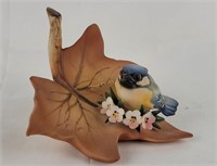 Capodimonte Blue Jay On Autumn Leaf W/ Flowers