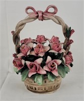 Capodimonte Italy Floral Basket Roses S Rioleva