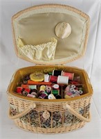 Sewing Basket Lot; Buttons, Thread, Zippers & More