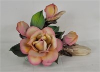 Capodimonte Pink & Yellow Roses On Branch
