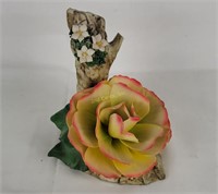 Fabar Capodimonte Yellow & Red Rose Porcelain