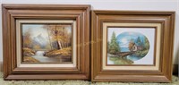 Pair Nature Oil Paintings 8" X 10" On Canvas, Fram