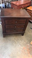 Wood End Table with Three Drawers