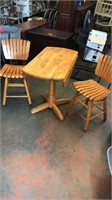 Cute Wooden Drop Side Table with 2 Chairs