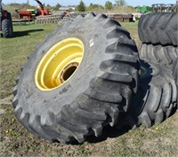 2 Firestone 23.1x26 Tires & Rims off JD7700, Loc: