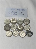 12 Silver Canadian 10 Cent Coins #2