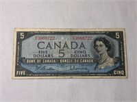 1954 Canadian $5 Banknote