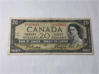 1954 Canadian $20 Banknote