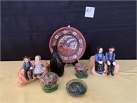 Redware Plate, Amish Shelf Sitters, Candle Holders