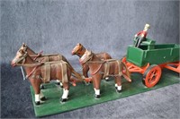 Folk Art Horse Team w/ Wagon & Farmer