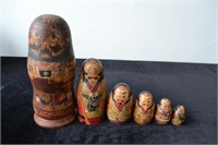 Nesting Hand Painted Wood Asian Figures