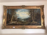 Oil on canvas painting landscape by Muhlberger in