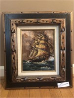 Oil on canvas painting  “at sea” By Vasselli in