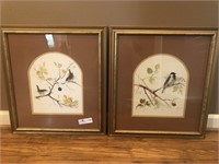 2 framed prints of song birds 19”x20”