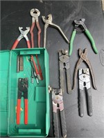 Metal toolbox with 9 punch and rivet tools, and 4