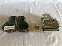 3 music jewelry boxes, piano form and ornate