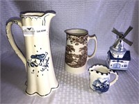 4 assorted porcelain, Holland music box, England