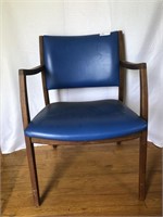 Mid Century modern side chair with blue leather