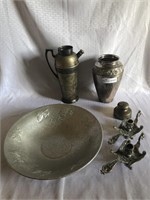 4 assorted silver plate and aluminum, Made in