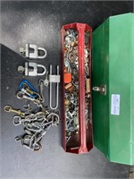 Toolbox with misc. items, locks, and snaps