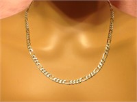 Sterling Silver Diamond Cut Figaro Chain Necklace