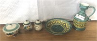 5 pc Italian made dishes: Bowl and Pitcher,