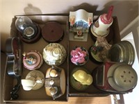 12 assorted music boxes and stands