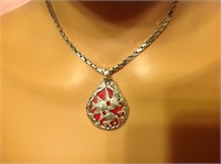 Sterling Silver Box Chain And Pendant Necklace