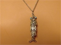 Sterling Silver Chinese Filigree Koi Fish Necklace