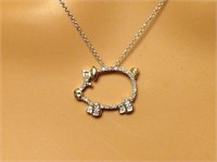 Sterling Silver And 14K Pig Pendant Necklace