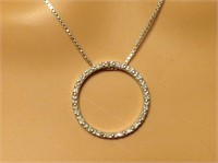 Sterling Silver Circle Of Life Diamond Ac Necklace