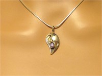 Sterling Silver Amethyst Teardrop Pendant Necklace