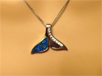 Sterling Silver Whale Tail Pendant Necklace
