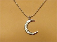 Sterling Silver Crescent Moon Or C Necklace
