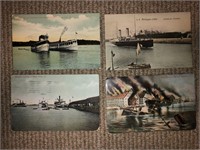 4 x Antique Postcards of Famous Ships