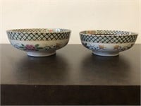 2 Chinese Black Famille Bowls