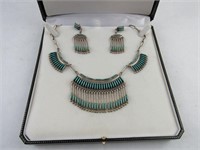 Sterling and Turquoise Necklace and Earrings