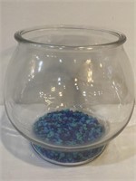 Glass fish bowl w/pebbles  - measures 8”