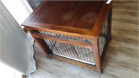 Pet cage with wood top and blinds