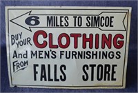 Fall's Department Store Simcoe Tin Sign c.1925