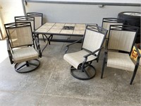 Stone Tile Patio Table & 6 Chairs
