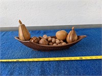 Wood Bowl w/ Wood Fruit
