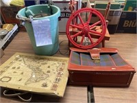 Child’s Spinning Wheel, Case, Map And Ice Cream